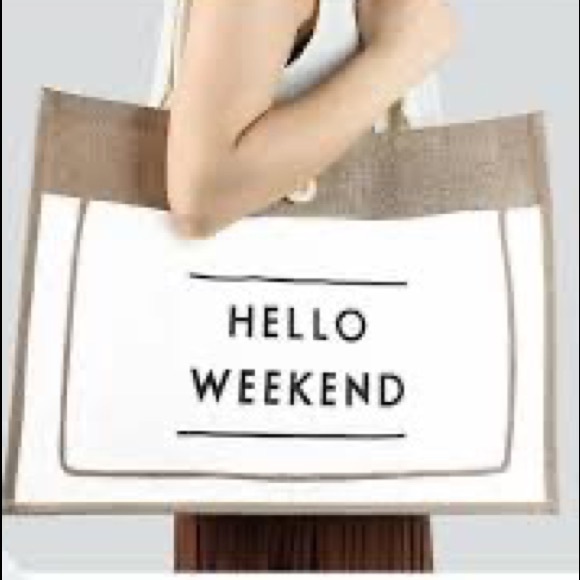 Handbags - Hello Weekend Natural Jute Tote or Market Bag NWOT